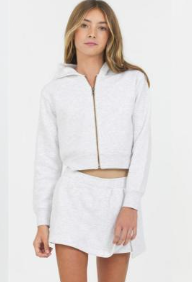 VINTAGE HAVANA ASH GREY BURNOUT CROP ZIP HOODIE