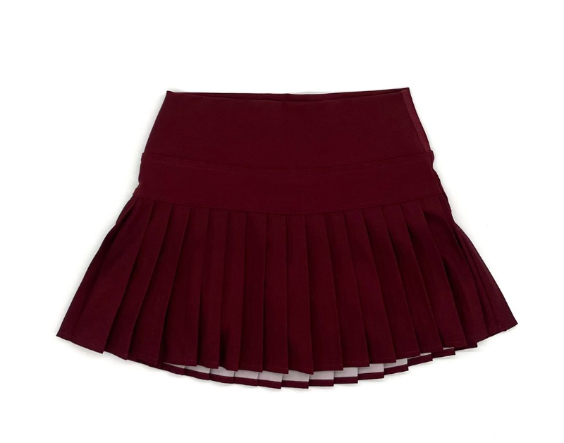 BLENDED SPIRIT MAROON ATHLETIC PLEAT SKIRT