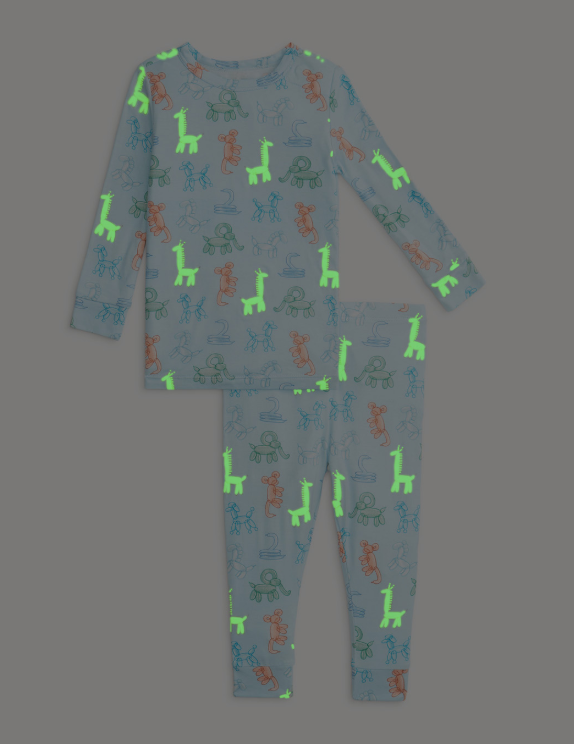MAGNETIC ME BLUE PARTY ANIMAL GLOW IN THE DARK PAJAMA SET