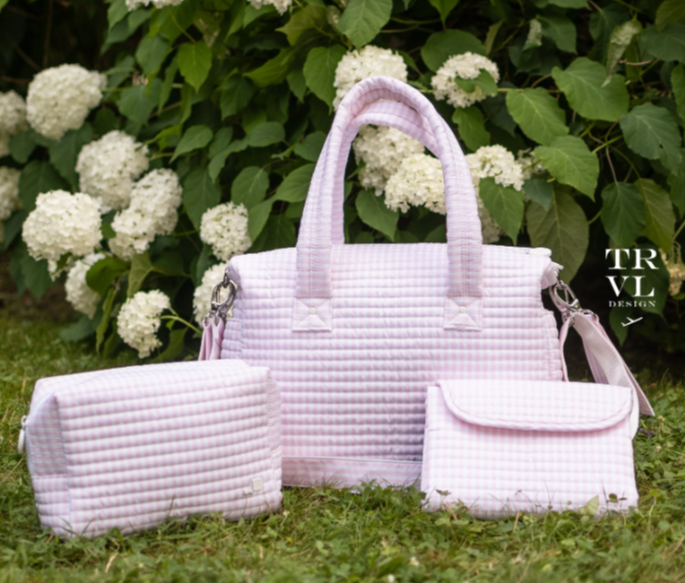 TRVL QUILTED STROLLER BAG BUNDLE PIMLICO STRIPE PINK+ CHANGER MATS + EVERYDAY