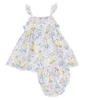 ANGEL DEAR SAMANTHA FLORAL PAPERBAG RUFFLE DRESS AND DIAPER COVER
