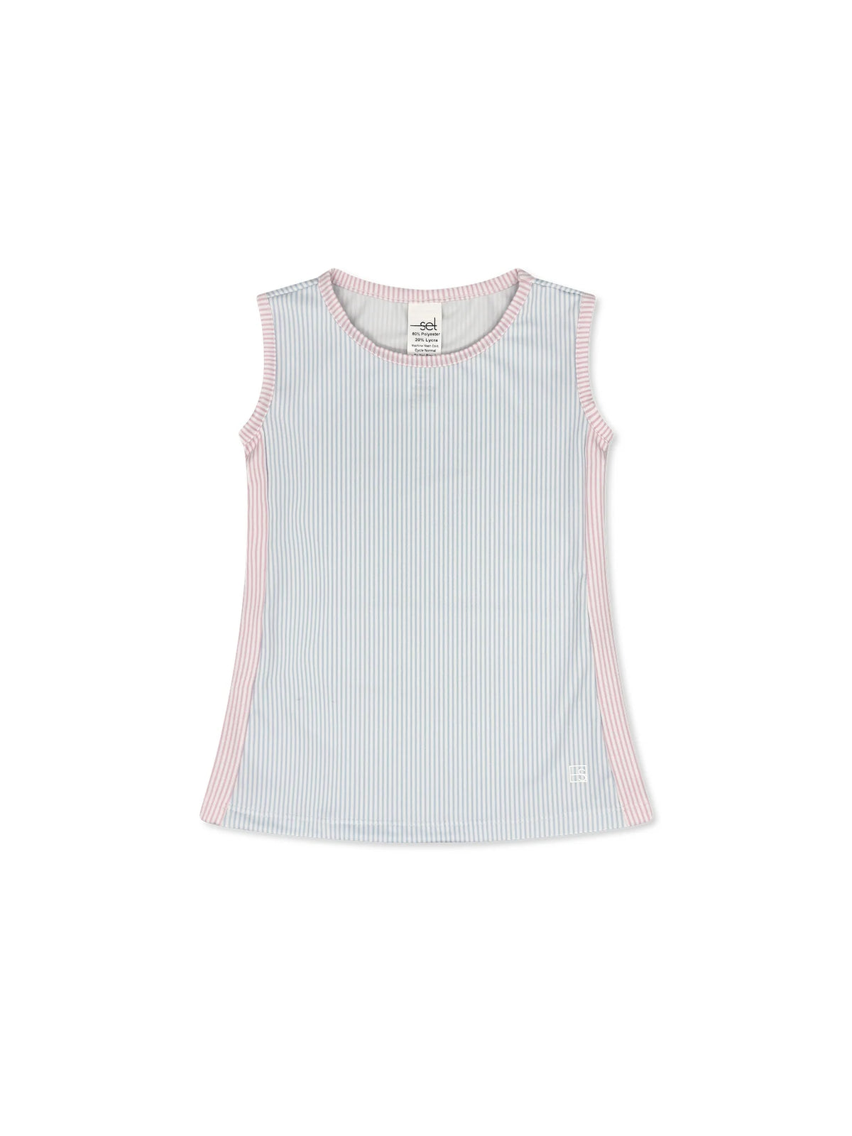 SET ATHLEISURE MANDY TANK COTTON CANDY BLUE MINISTRIPE