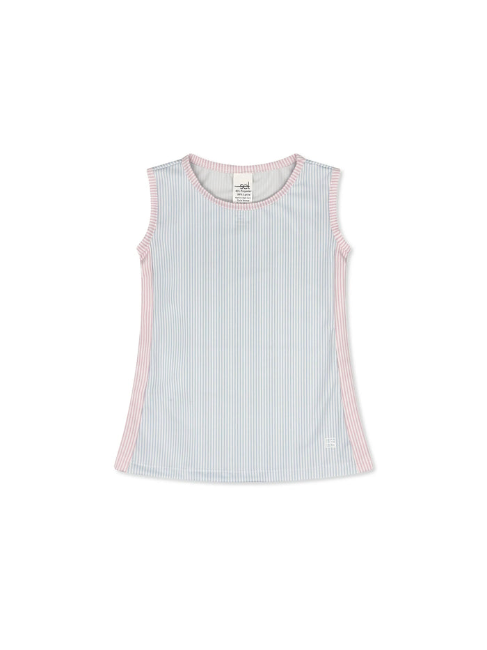 SET ATHLEISURE MANDY TANK COTTON CANDY BLUE MINISTRIPE
