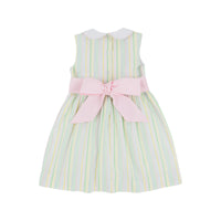 TBBC SLEEVELESS CINDY LOU SASH DRESS SANTA MARIA SEERSUCKER PALM BEACH PINK/WORTH AVENUE