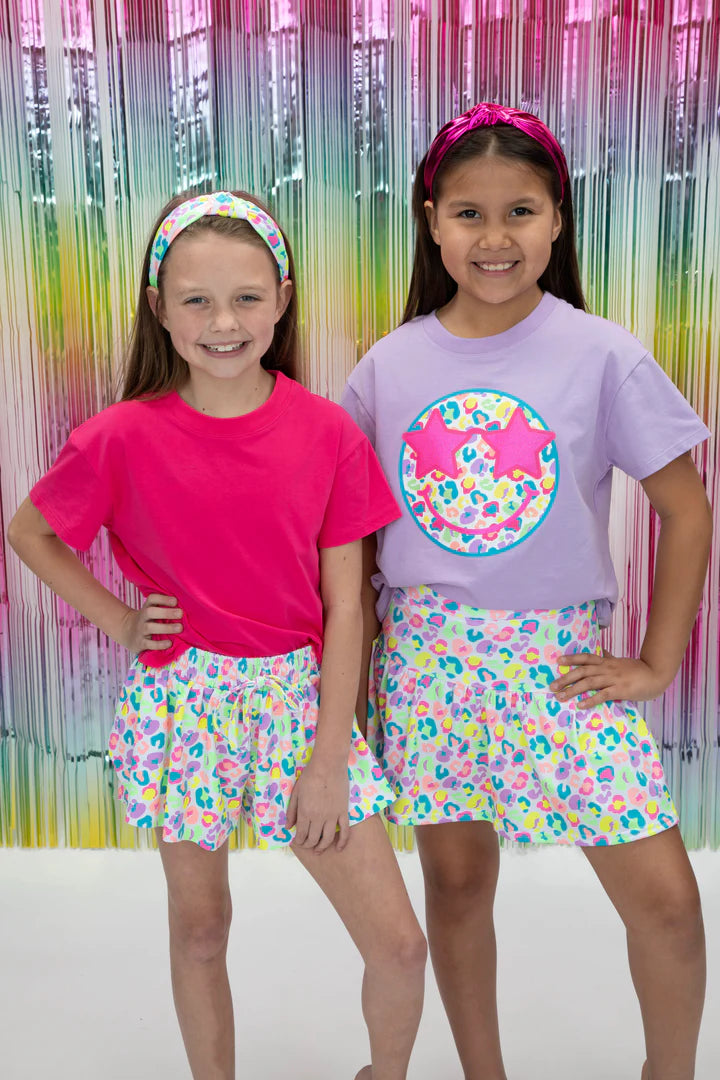 AZARHIA NEON LEOPARD GATHERED SKORT