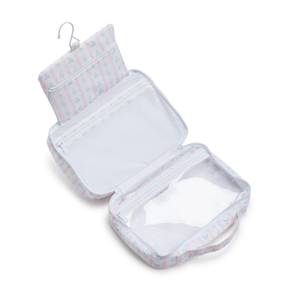 TRVL BUNDLE UP HANGING TOILETRY BAG RIBBON FLORAL PINK
