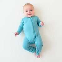 KYTE BABY ZIPPERED ROMPER IN MAKAI