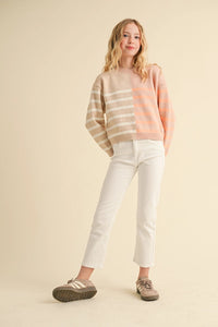 HEART AND ARROW TWEEN CREWNECK COLORBLOCK PULLOVER