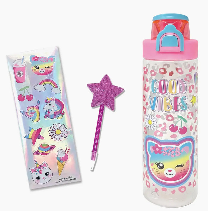 HOT FOCUS POP OPEN WATER BOTTLE LEOPARD