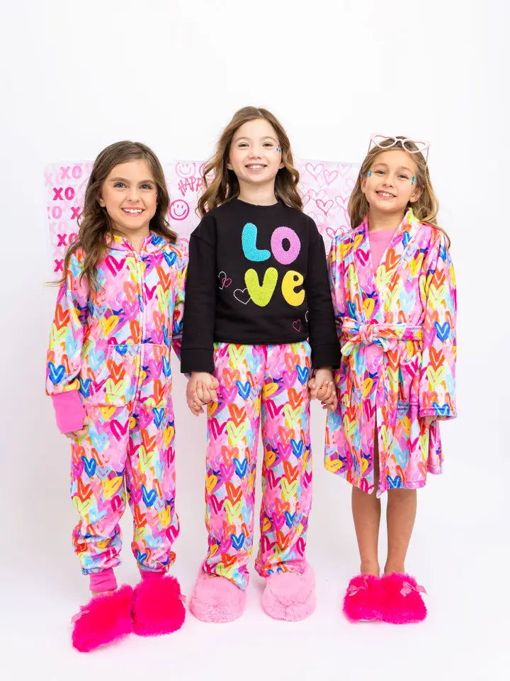 PREPPY GOOSE GRAFFITI HEARTS PLUSH ROBE