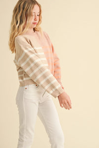 HEART AND ARROW TWEEN CREWNECK COLORBLOCK PULLOVER