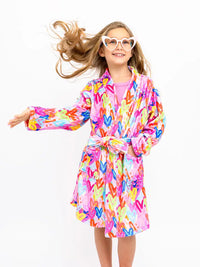 PREPPY GOOSE GRAFFITI HEARTS PLUSH ROBE