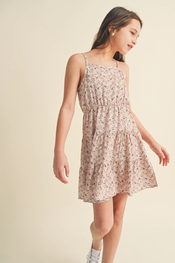 HEART & ARROW TWEEN STRAPPY TIERED DRESS