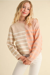 HEART AND ARROW TWEEN CREWNECK COLORBLOCK PULLOVER
