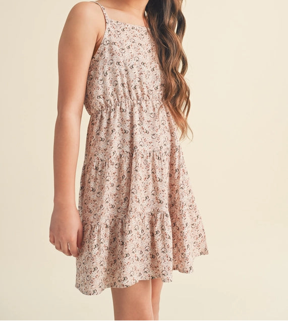 HEART & ARROW TWEEN STRAPPY TIERED DRESS