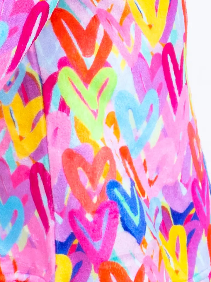 PREPPY GOOSE GRAFFITI HEARTS PLUSH ROBE