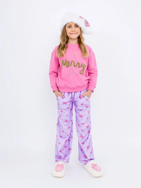 PREPPY GOOSE HOLIDAY BOWS PLUSH PANT