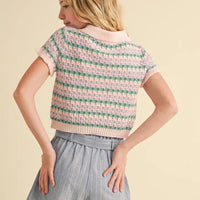 HEART & ARROW TWEEN COLLARED CROP KNIT TOP