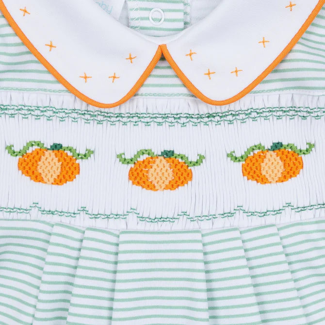 MAGNOLIA BABY LIL PUMPKIN CLASSICS SMOCKED S/S BOY BUBBLE