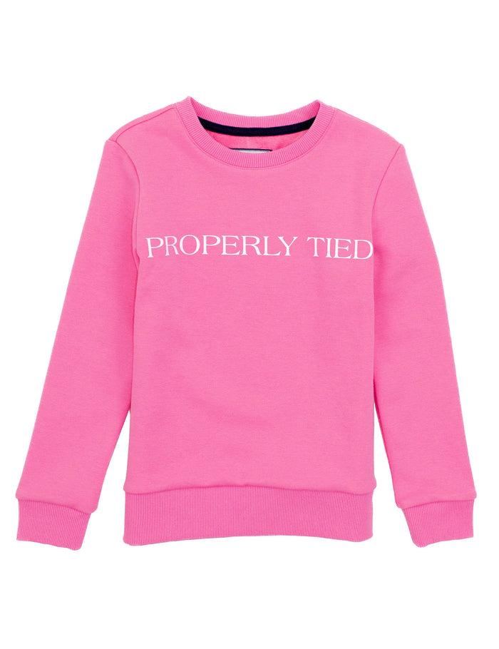 PROPERLY TIED GIRLS LAUREL CREW NECK PINK