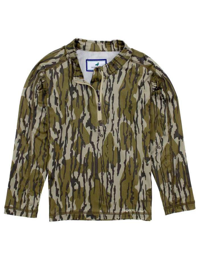 PROPERLY TIED BOYS FINN PULLOVER MOSSY OAK ORIGINAL BOTTOMLAND