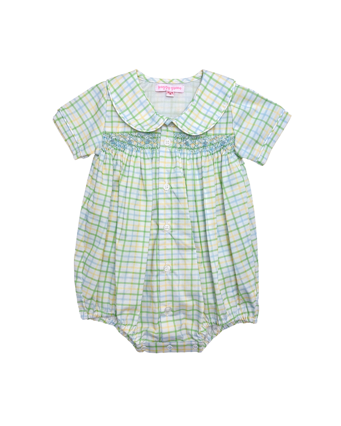 PERCY & TYNE SMOCKED RHYS BUBBLE MARCHE PLAID
