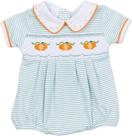 MAGNOLIA BABY LIL PUMPKIN CLASSICS SMOCKED S/S BOY BUBBLE