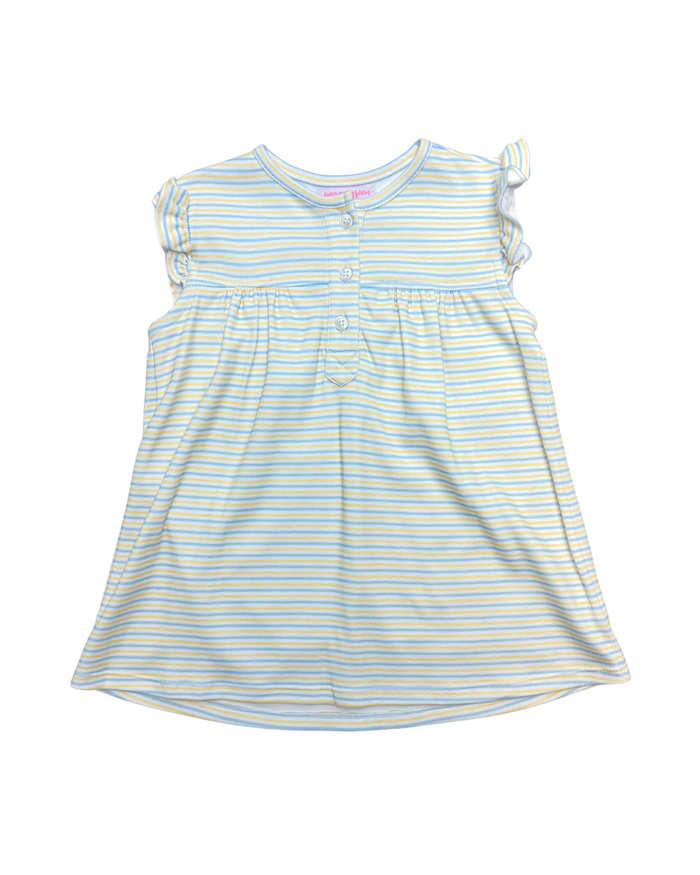 PERCY & TYNE EMMA TOP BLUE AND BUTTER STRIPE