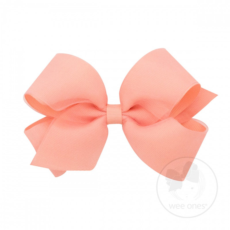 WEE ONES GROSGRAIN LIGHT CORAL BOW LCR