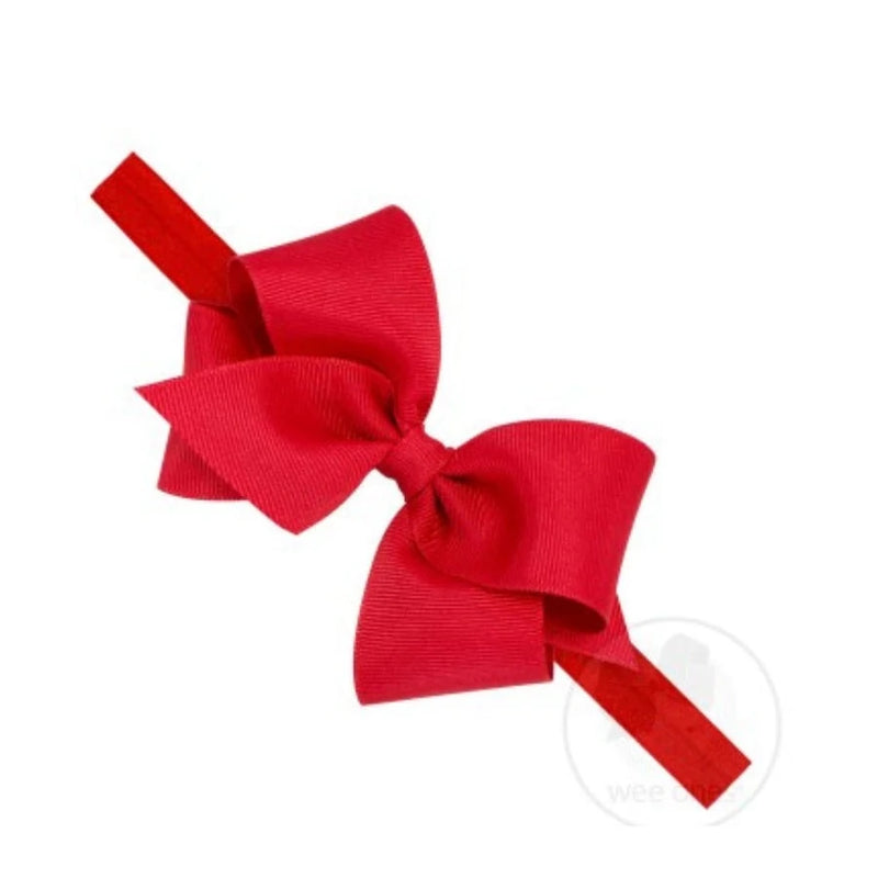 WEE ONES GROSGRAIN BOW ON MATCHING BAND RED