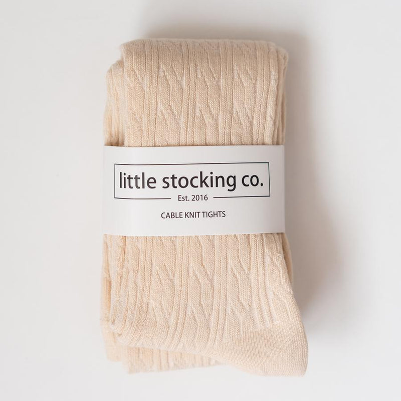 LITTLE STOCKING COMPANY VANILLA CREAM CABLE KNIT TIGHTS – Bead Shack Kids  Boutique