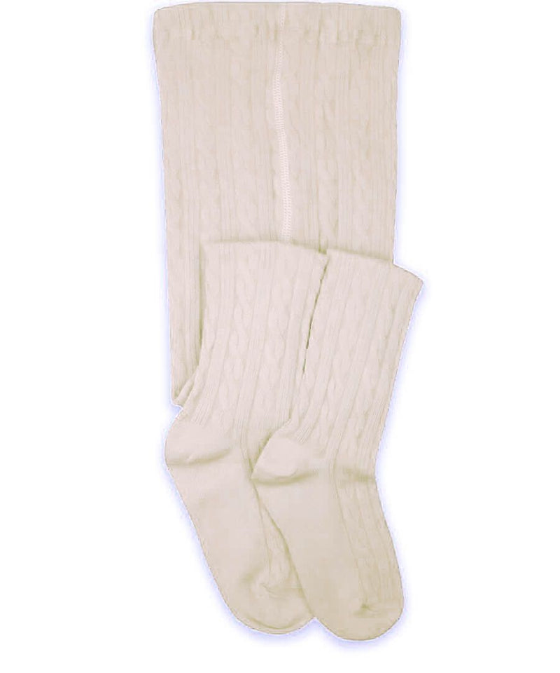 JEFFERIES SOCKS GIRLS CLASSIC CABLE TIGHTS IVORY