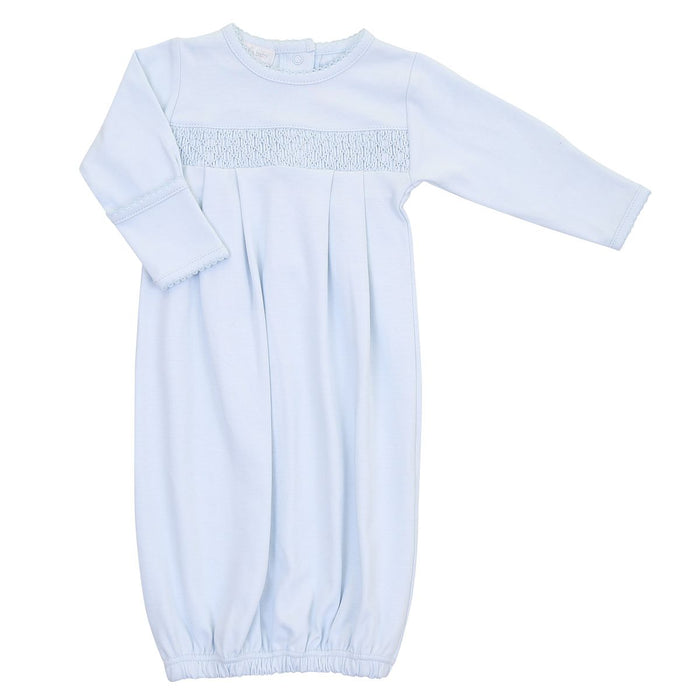 ESSENTIALS SMOCKED LIGHT BLUE GOWN
