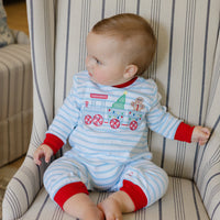THE BAILEY BOYS GINGERBREAD EXPRESS KNIT ROMPER