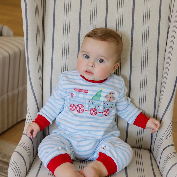 THE BAILEY BOYS GINGERBREAD EXPRESS KNIT ROMPER