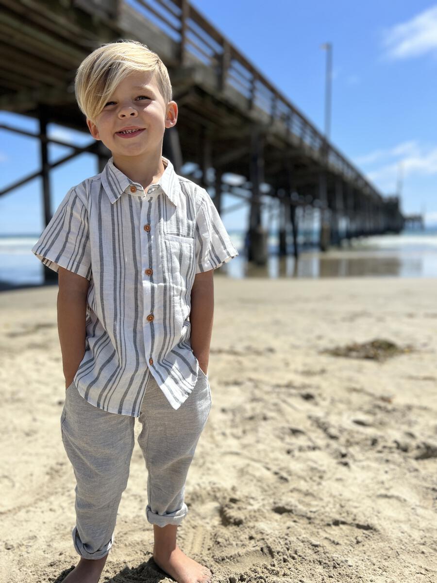 ME & HENRY NEWPORT WOVEN SHIRT GREY STRIPE