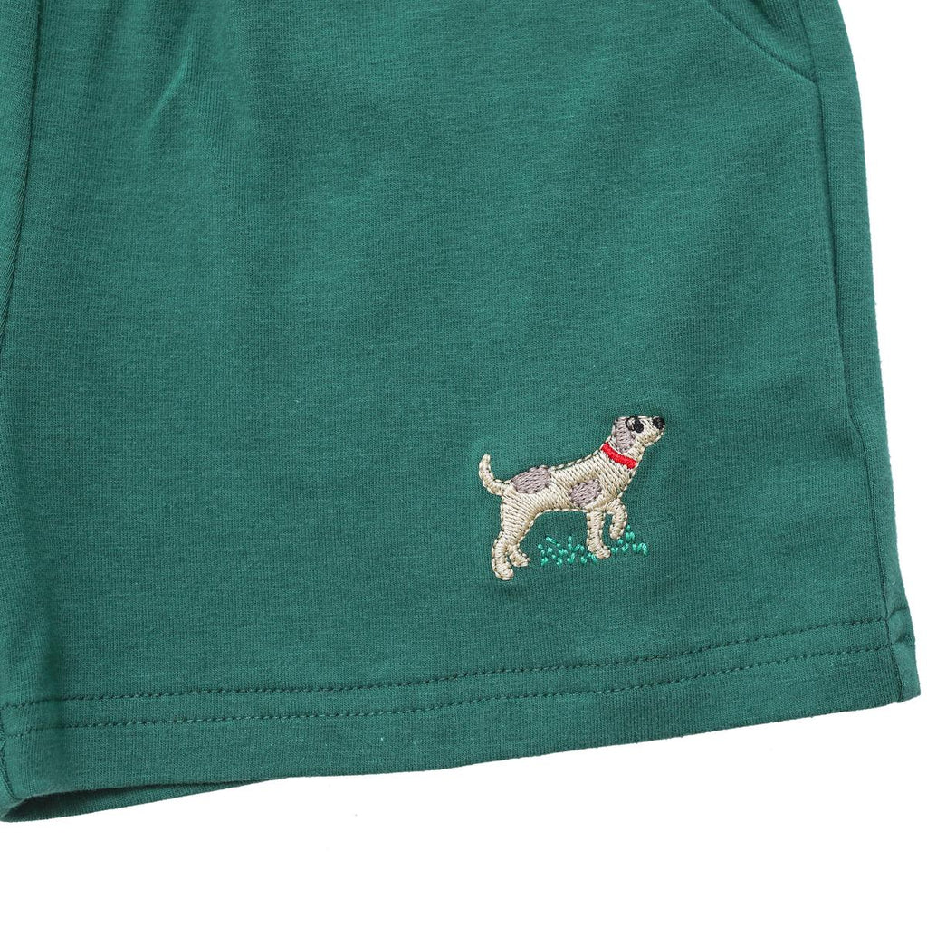 ITSY BITSY KNIT EMBROIDERED SHORTS HUNTING DOGS