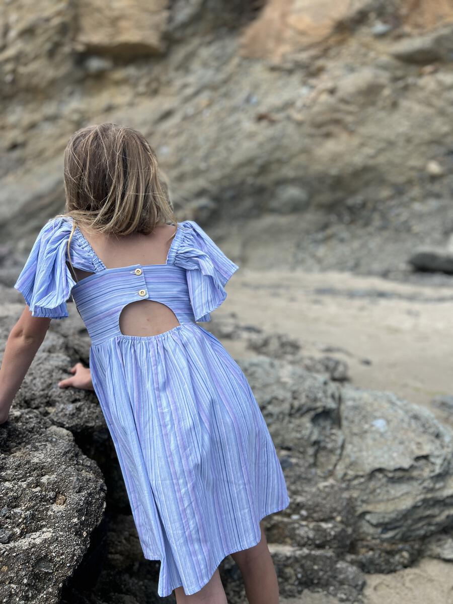 VIGNETTE HALLIE DRESS LAVENDER STRIPE