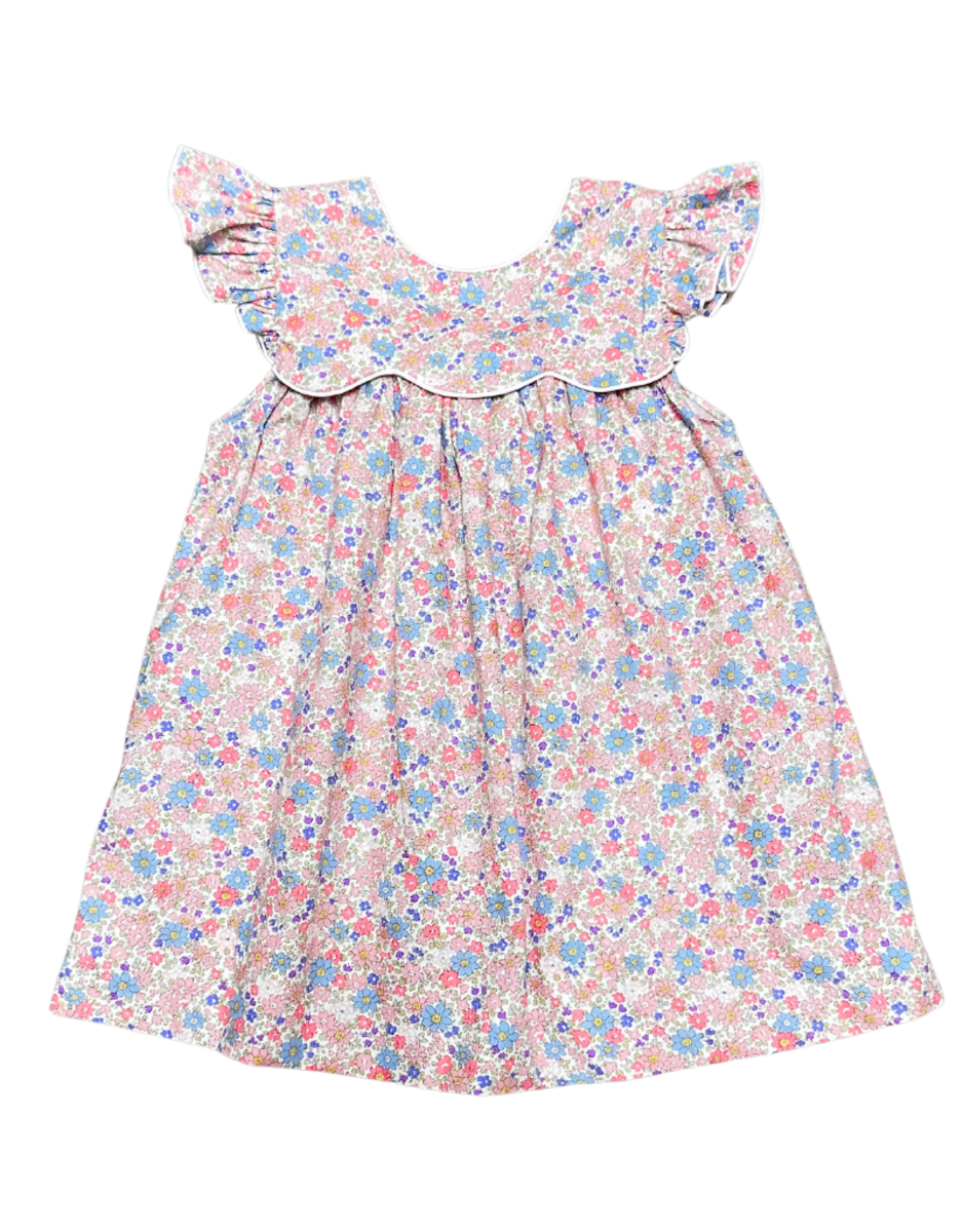 KREWE PINK FLORAL DRESS WITH GINGHAM BOW