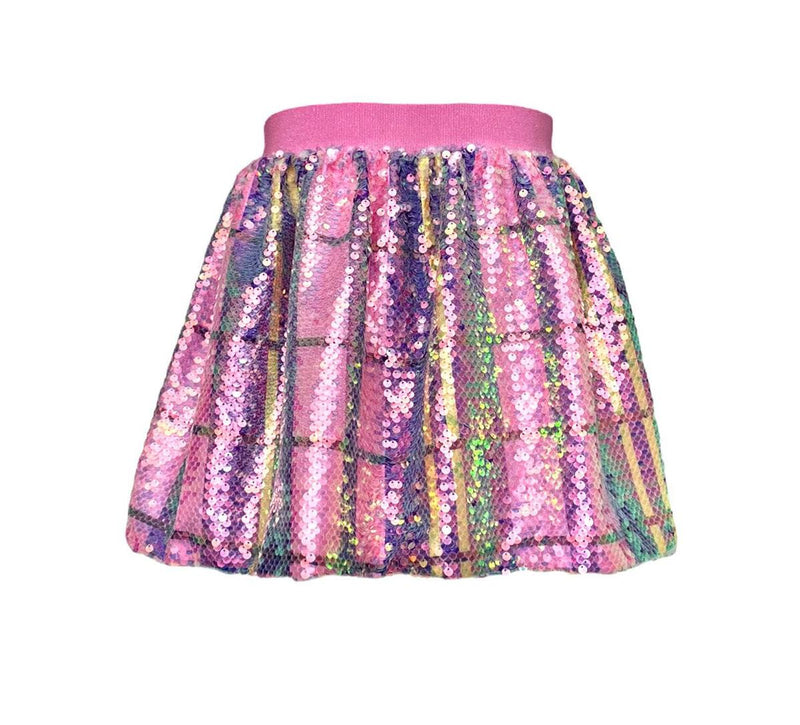 LOLA AND THE BOYS AS IF PLAID SEQUIN SKIRT