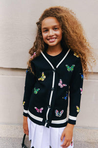 LOLA AND THE BOYS BUTTERFLY PATCH CARDIGAN