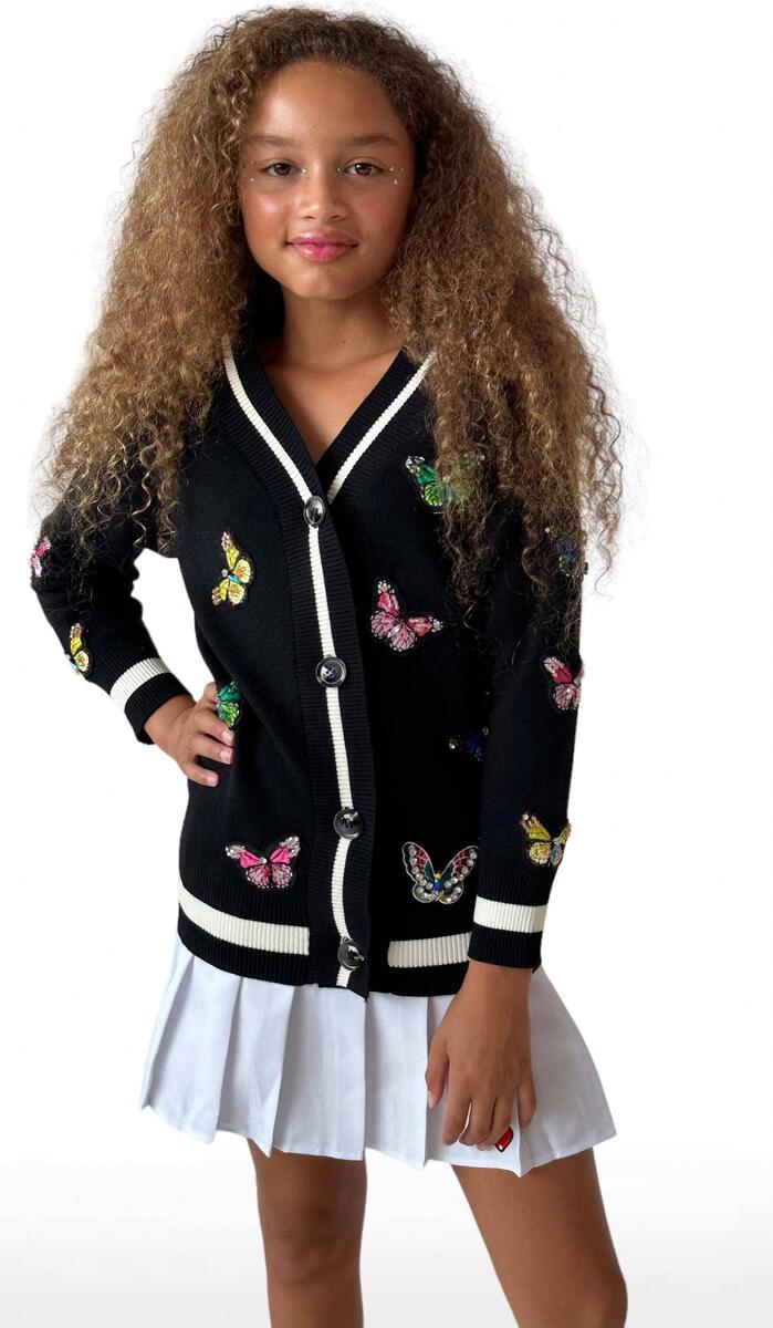 LOLA AND THE BOYS BUTTERFLY PATCH CARDIGAN