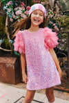 LOLA AND THE BOYS ROSE FEATHER PARTY DRESS