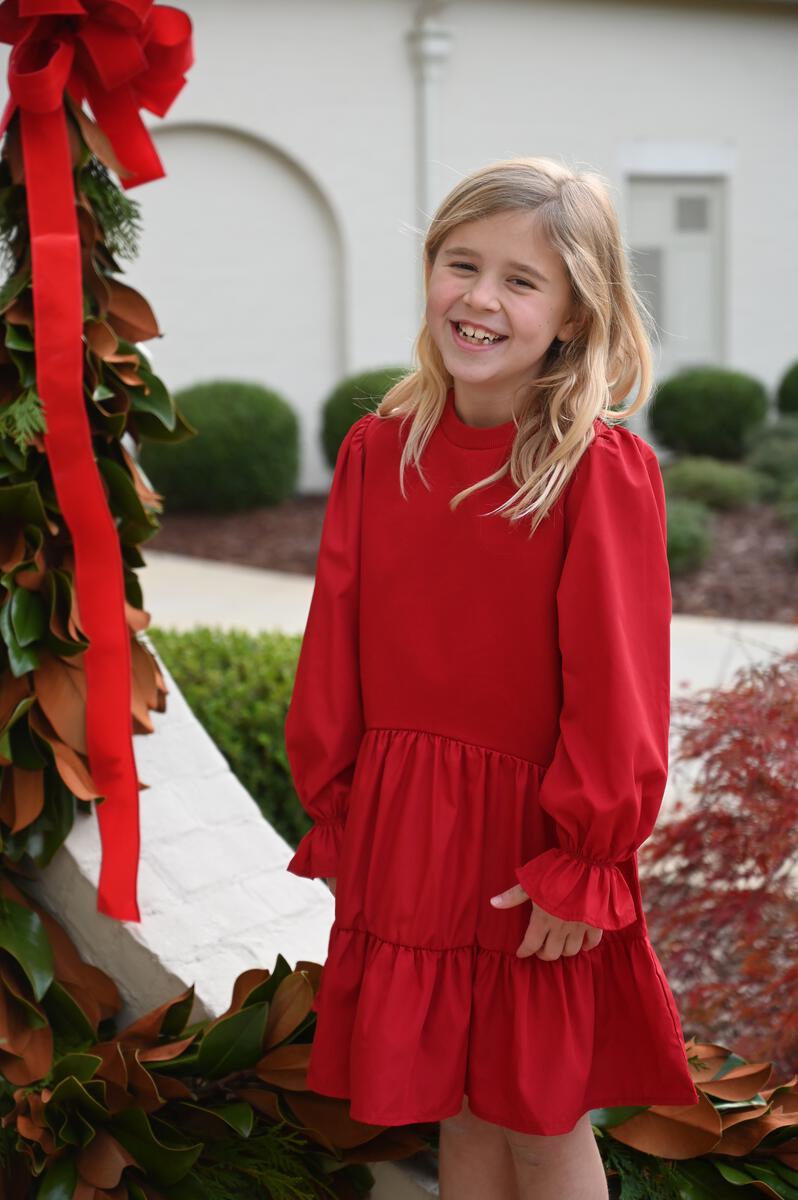 PLEAT CECE DRESS RED
