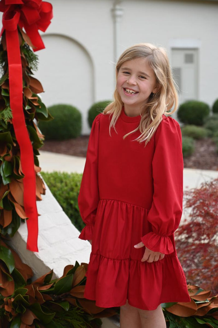 PLEAT CECE DRESS RED