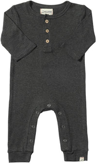 ME & HENRY MASON RIBBED HENLEY ROMPER CHARCOAL