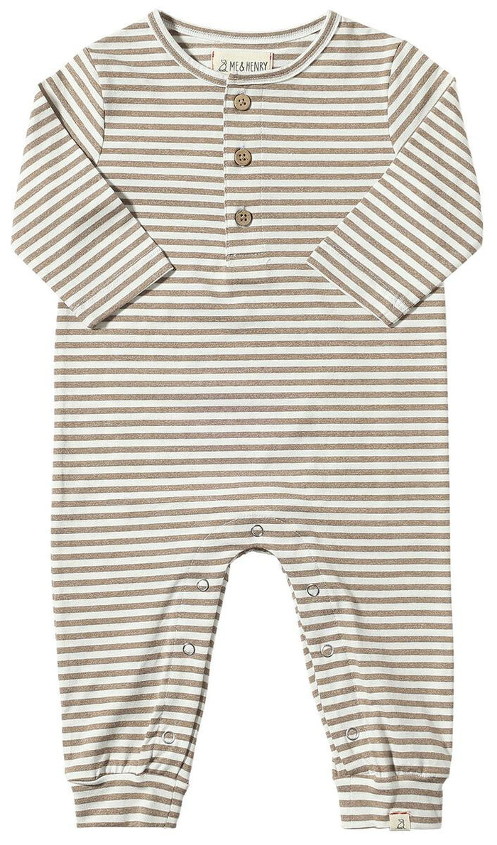 ME & HENRY MASON ROMPER TAUPE/WHITE STRIPE