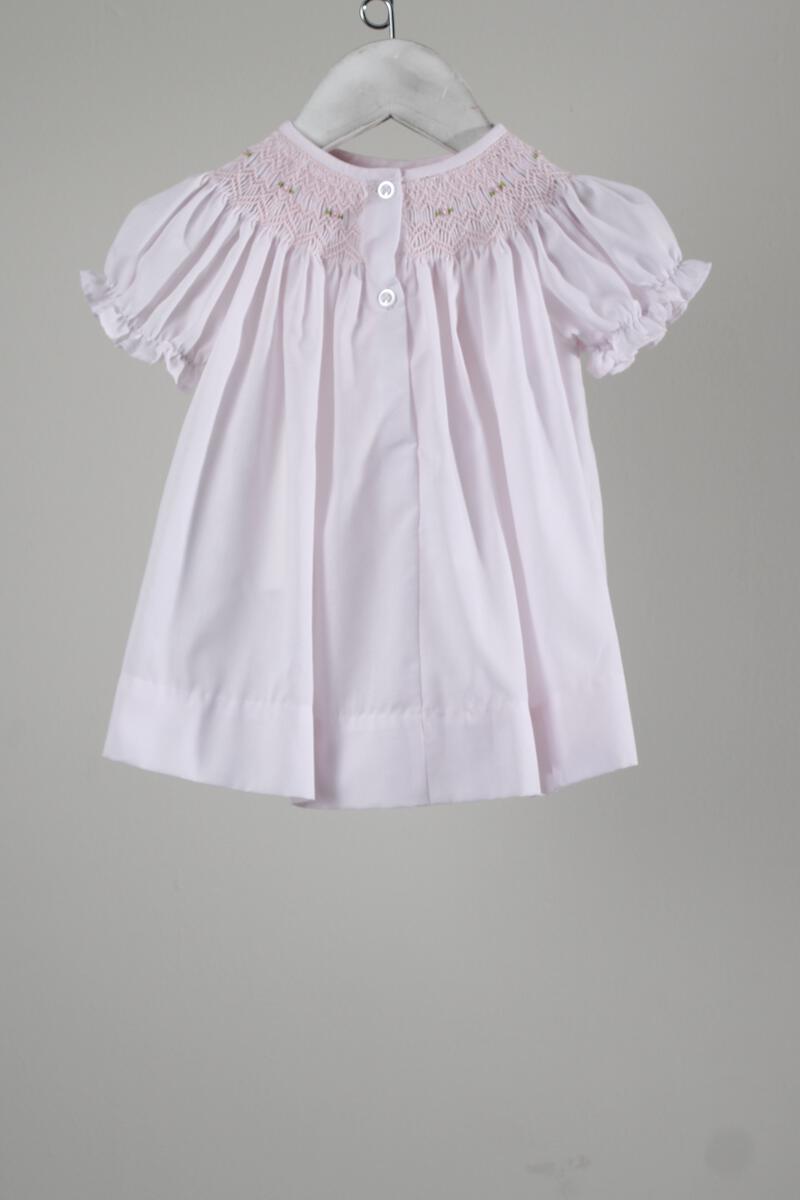 Baby Blessings Light Pink Geometric Iris Dress With Bonnet