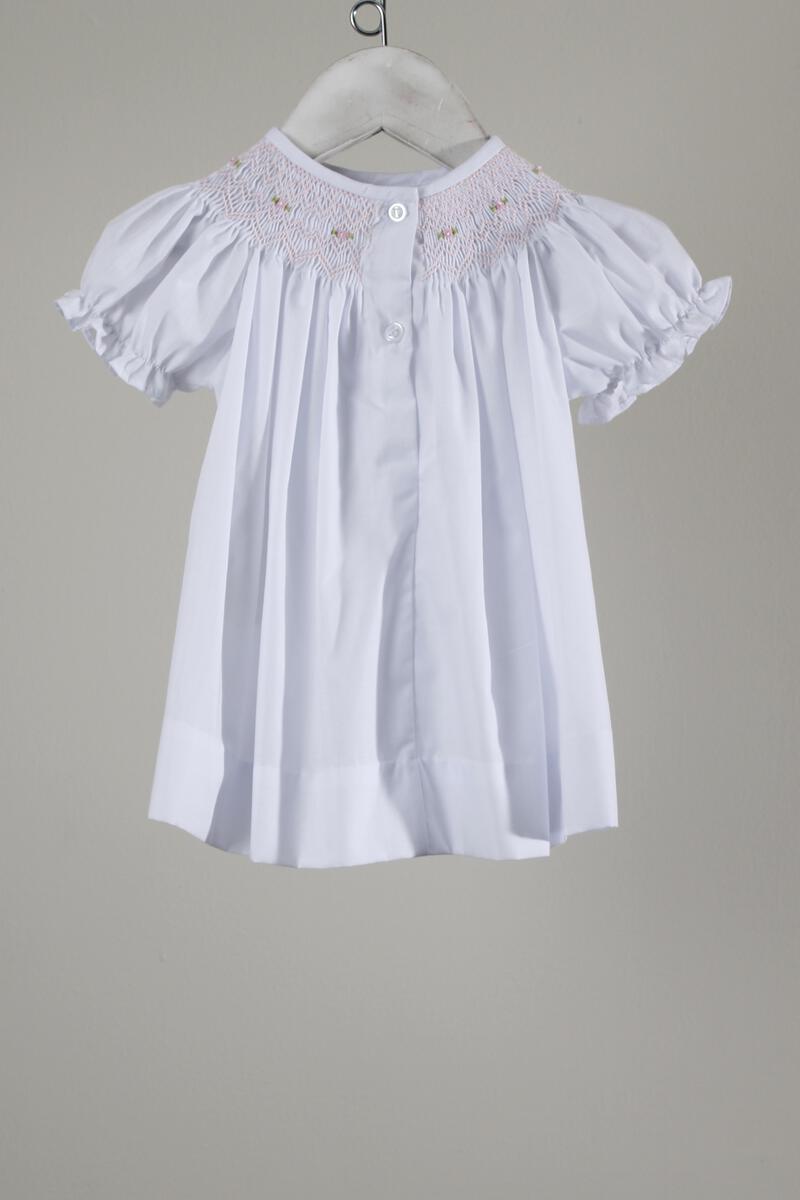 Baby Blessings White Geometric Iris Dress With Bonnet