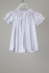 Baby Blessings White Geometric Iris Dress With Bonnet